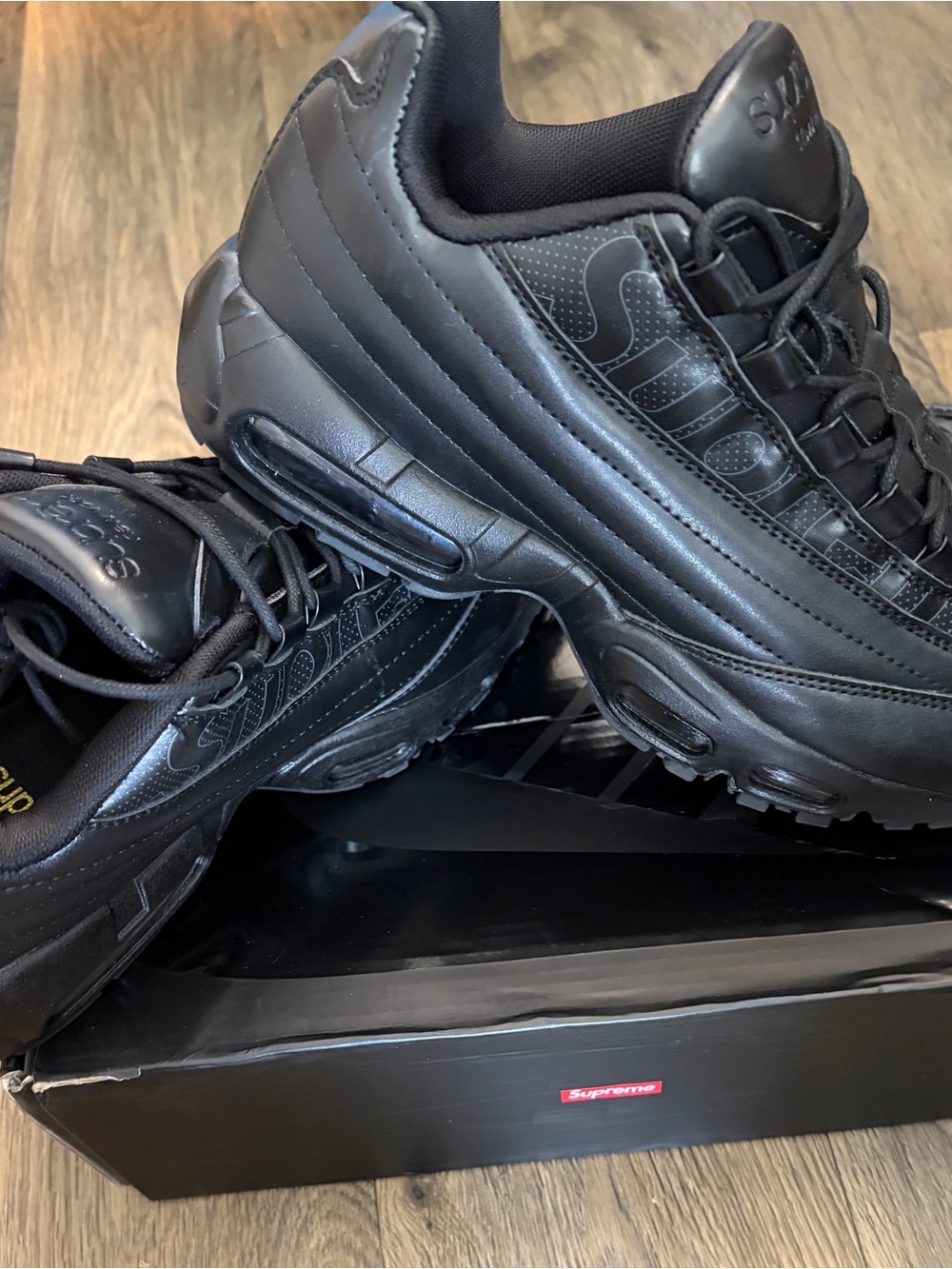 Size - 9.5 Air Max 95 Lux Supreme Triple Black